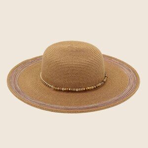 Hat Beaded Strap Straw Sun Hat